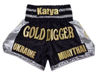 Personalisierte Kickboxing Hosen : KNSCUST-1258 Schwarz