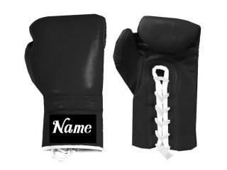 Individuelle Schnür-Boxhandschuhe mit Namen : Schwarz