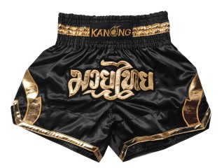 Kanong Muay Thai shorts - Thaiboxhosen : KNS-144-Schwarz-Gold