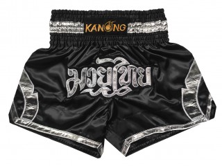Kanong Muay Thai shorts - Thaiboxhosen : KNS-144-Schwarz-Silber