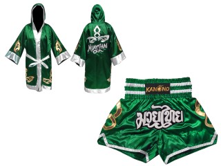 Personalisierte Boxermantel +Thaibox hosen : Set-143-Grün