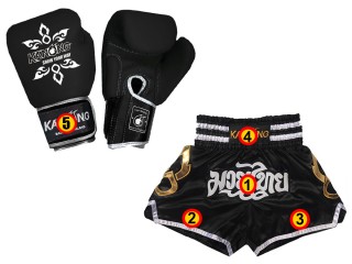 Passende Echtleder Handschuhe und Kundenspezifische Muay Thai Shorts