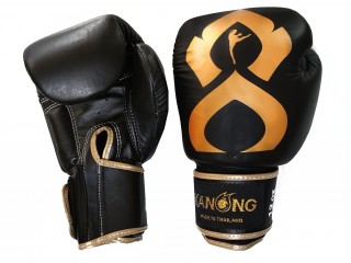 Kanong Echtleder Muay Thai Boxhandschuhe : Schwarz/Gold