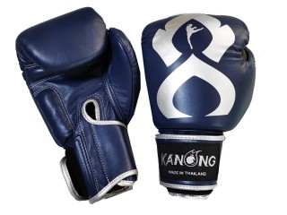 Kanong Echtleder Muay Thai Boxhandschuhe : Marine/Silber