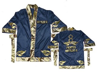 Kanong Kick Box umhang Boxermantel selber machen : KNFIRCUST-001-Marine-Gold