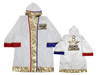 Kanong Muay Thai umhang Boxermantel : KNFIRCUST-003 Weiß
