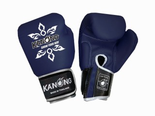 Kanong Echtleder Muay Thai Boxhandschuhe : ThaiPower Marine/Silber