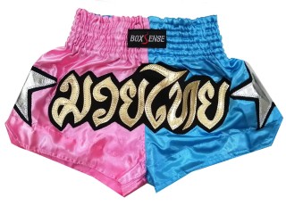 Boxsense Kinder Muay Thai shorts Hosen : BXSKID-006 Rosa/Himmelblau