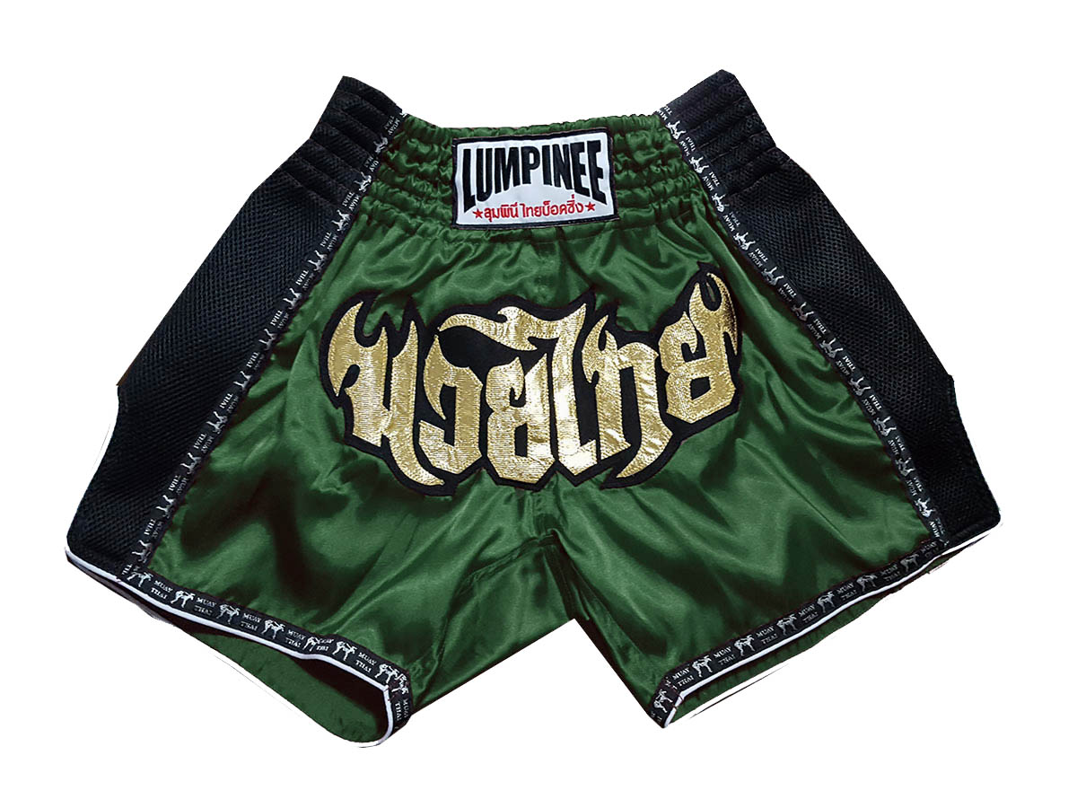 Lumpinee Retro Muay Thai Shorts : LUMRTO-003-dunkelgrün