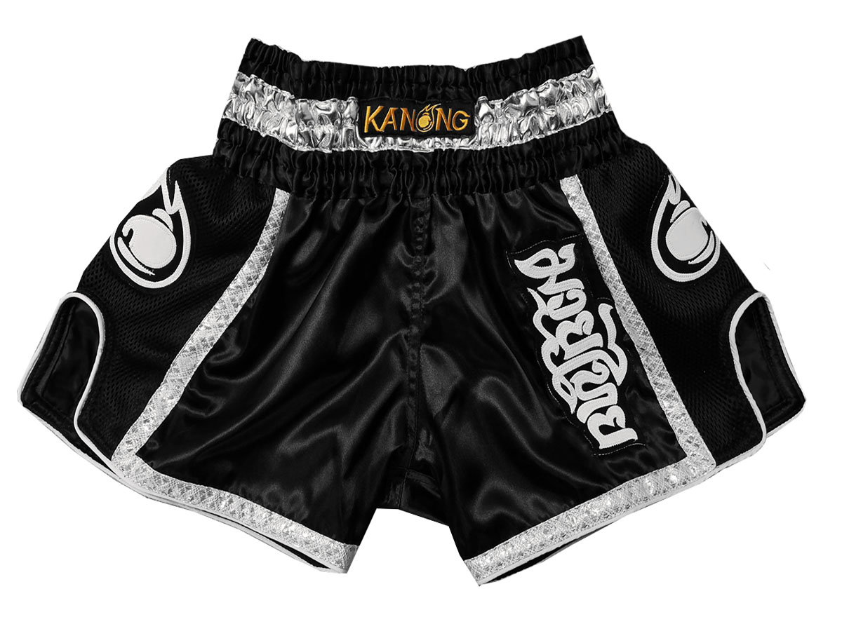 Kanong Retro Muay Thai shorts - Thaiboxhosen : KNSRTO-208-Schwarz