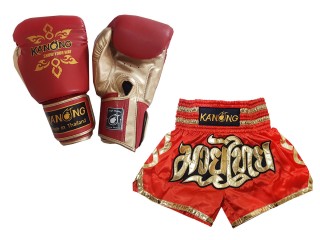 Passende Muay Thai Handschuhe und Personalisierte Muay Thai Shorts : Modell 121 Rot