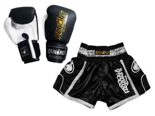 Passende Muay Thai Handschuhe und Personalisierte Muay Thai Shorts : Modell 208 Schwarz