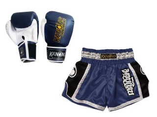 Passende Muay Thai Handschuhe und Personalisierte Muay Thai Shorts : Modell 208 Marine