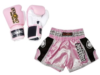 Passende Muay Thai Handschuhe und Personalisierte Muay Thai Shorts : Modell 208 Rosa