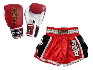 Passende Muay Thai Handschuhe und Personalisierte Muay Thai Shorts : Modell 208 Rot