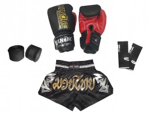 Muay Thai Komplettset für Kinder : Schwarz