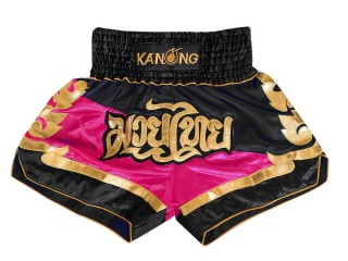 Kanong Muay Thai shorts - Thaiboxhosen : KNS-123-Schwarz-Rosa