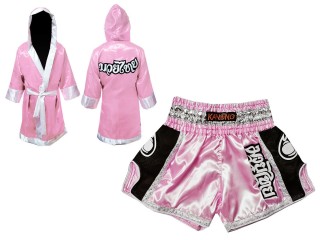 Kanong Maßarbeit Boxermantel + Kanong Thaiboxhosen : Set 208 Rosa