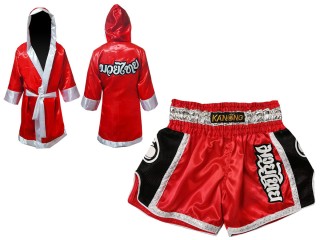 Kanong Maßarbeit Boxermantel + Kanong Thaiboxhosen : Set 208 Rot