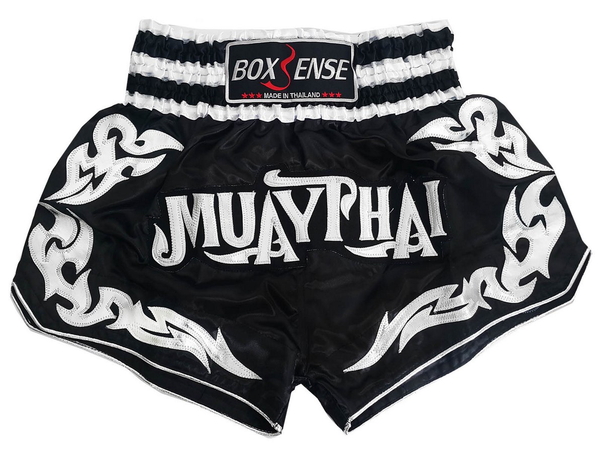 Boxsense Muay Thai shorts - Thaiboxhosen für Frauen : BXS-076-Schwarz