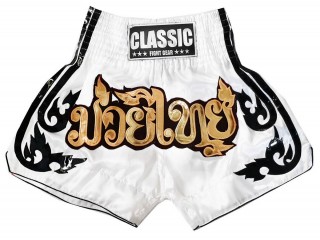 Classic Muay Thai box hosen Damen : CLS-016 Weiss-W