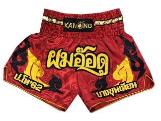 Personalisierte Muay Thai Tha iboxen hosen : KNSCUST-1137 Rot