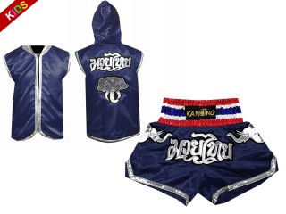 Personalisierte  Hoodies +Thaiboxhosen für Kinder : Set 125 Marine