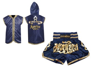 Kundenspezifische Hoodies +Thaiboxhosen : Set 121 Marine