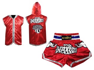 Personalisierte Hoodies + Muay Thai Hose: Set 125 Rot