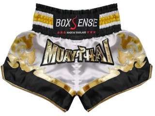 Boxsense Muay Thai shorts : BXS-099-Weiß-Schwarz