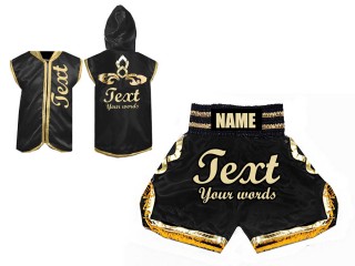 Personalisierte Hoodies + Boxen Hosen : Schwarz/Gold