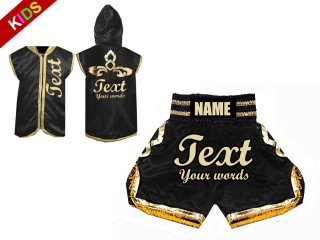 Personalisierte Hoodies + Boxhosen für Kinder : Schwarz