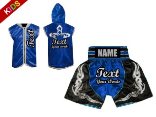 Personalisierte Hoodies + Boxhosen für Kinder : Blau