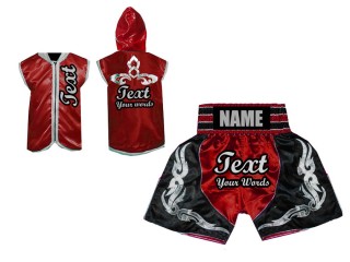 Personalisierte Hoodies Jacke + Boxen Hosen : Rot