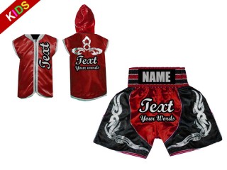 Personalisierte Hoodies + Boxhosen für Kinder : Rot
