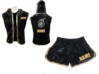 Personalisierte Hoodies Jacke + Frauen Boxhose : Schwarz