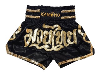 Kanong Muay Thai shorts - Thaiboxhosen für Kinder : KNS-121-Schwarz-K