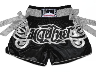 Lumpinee Thaiboxhose für Kinder : LUM-051-Schwarz-Silber-K