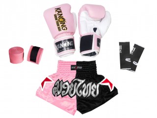 Muay Thai Komplettset für Kinder : Hell-Rosa