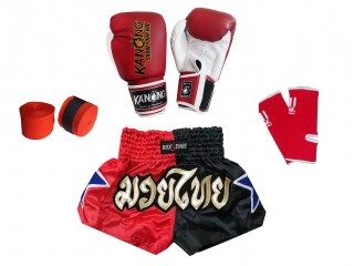 Muay Thai Komplettset für Kinder : Rot