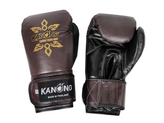 Kanong Echtleder Muay Thai Boxhandschuhe : Braun/Schwarz