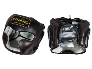 Kanong Muay Thai Kopfschutz (echtes Leder): Braun/Schwarz