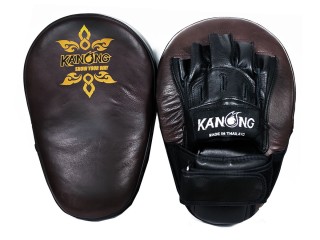 Kanong Professional Boxpratzen (Lang) für Muay Thai: Braun/Schwarz (Rindsleder)