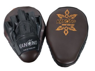 Kanong Professional Boxpratzen für Muay Thai: Braun/Schwarz (Rindsleder)