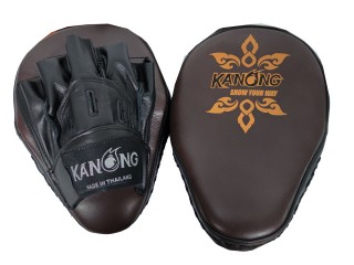 Kanong Professional Boxpolster für Muay Thai: Braun/Schwarz (Rindsleder)