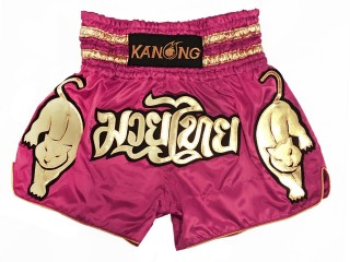 Kanong Muay Thai shorts - Thaiboxhosen : KNS-135-Dunkelpink