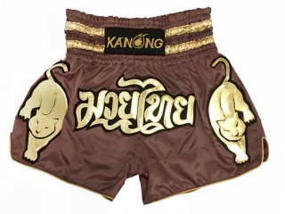 Kanong Muay Thai shorts - Thaiboxhosen : KNS-135-Hellbraun