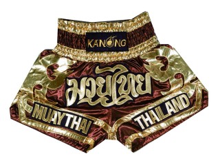 Kanong Muay Thai shorts - Thaiboxhosen : KNS-136-Kastanienbraun