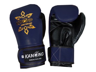 Kanong Echtleder Muay Thai Boxhandschuhe : Marineblau/Schwarz