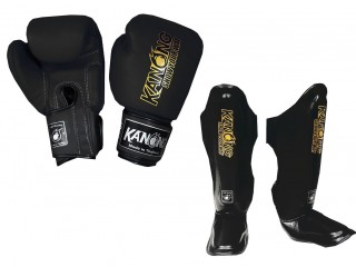 Kanong Boxhandschuhe+Schienbeinschutz : Simple schwarz